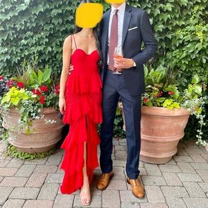 MAJORELLE ZELDA FITZ GOWN IN RED XS